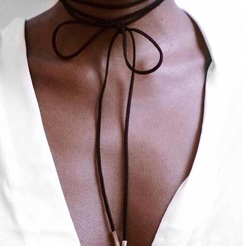 YienDoo Gothic Velvet Long Choker Necklace Metal Bar Pendant Sexy Hippie Suede Rope Necklace Chain Long Wrap Lariat Y Necklace Black Rock Layered Leather Necklace for Women Girls in Saudi Arabia