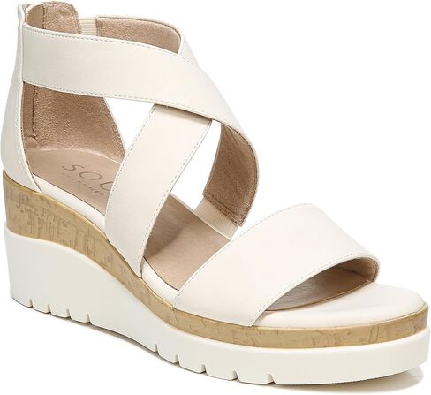 SOUL Naturalizer Womens Goodtimes Crisscross Strappy Wedge Sandal , Black Smooth, 6 M in Saudi Arabia