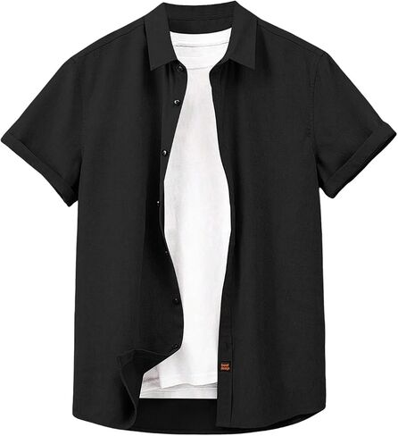 Verdusa Men's Casual Button Down Shirt Short Sleeve Collared Top in Saudi Arabia