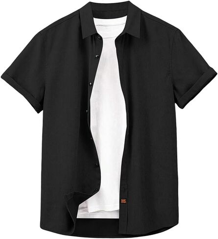 Verdusa Men's Casual Button Down Shirt Short Sleeve Collared Top in Saudi Arabia