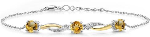 Gem Stone King 925 Sterling Silver and 10K Yellow Gold Green Created Emerald and White Lab Grown Diamond Tennis Bracelet For Women (2.56 Cttw, 7 Inch with 1 Inch Extender) in Saudi Arabia