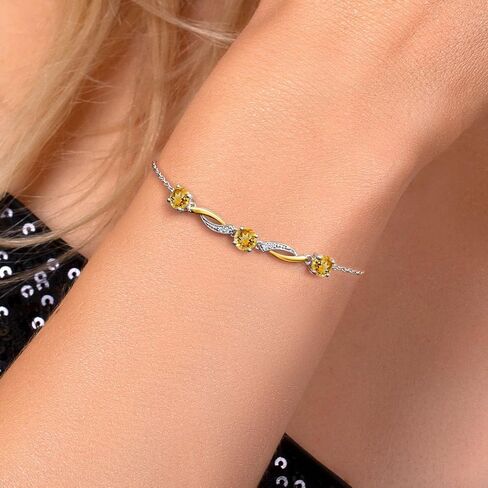 Gem Stone King 925 Sterling Silver and 10K Yellow Gold Green Created Emerald and White Lab Grown Diamond Tennis Bracelet For Women (2.56 Cttw, 7 Inch with 1 Inch Extender) in Saudi Arabia