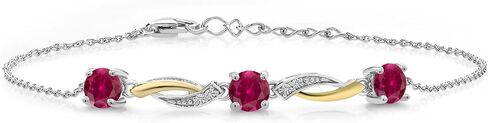 Gem Stone King 925 Sterling Silver and 10K Yellow Gold Green Created Emerald and White Lab Grown Diamond Tennis Bracelet For Women (2.56 Cttw, 7 Inch with 1 Inch Extender) in Saudi Arabia
