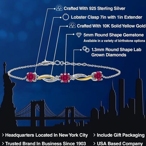 Gem Stone King 925 Sterling Silver and 10K Yellow Gold Green Created Emerald and White Lab Grown Diamond Tennis Bracelet For Women (2.56 Cttw, 7 Inch with 1 Inch Extender) in Saudi Arabia