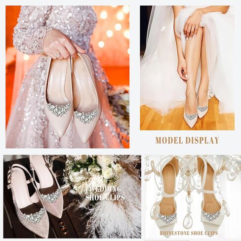 Flyonce Sparkling Rhinestone Crystal Shoe Clips Wedding Party Boots Decoration Shoe Charms 2 Pcs in Saudi Arabia