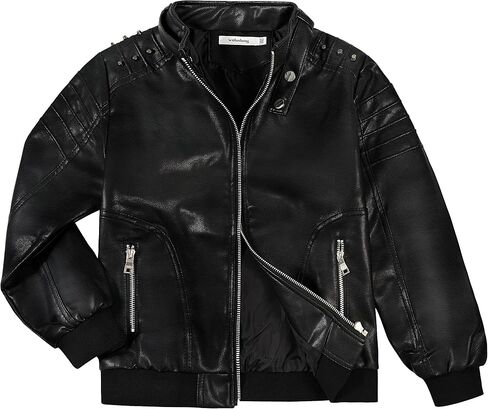 Volunboy Boys Leather Jacket Kids Fall Motorcycle Faux Pu Coats Spring Outerwear 4T to 11 Years in Kuwait