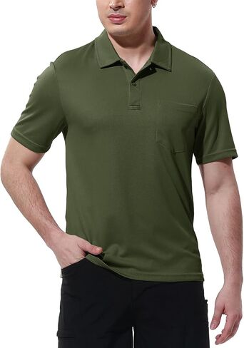 BGOWATU Men's Polo Shirts Short Sleeve Collared Golf Shirts Quick Dry Tennis Shirt with Pocket in Kuwait