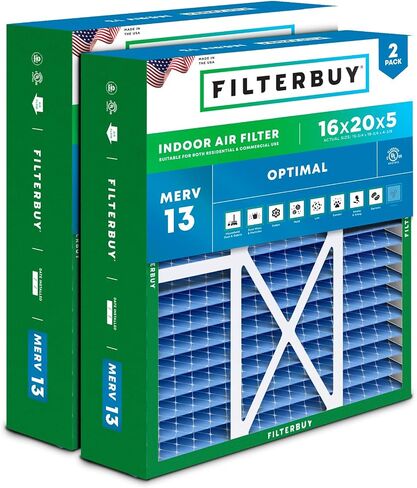 فلتر هواء 20 × 30 × 5 من MERV 13 حماية مثالية (عبوتان)، مرشحات هواء فرن التيار المتردد المطويات لشبكة الإرجاع Honeywell (الحجم الفعلي: 19.75 × 29.75 × 4.38 بوصة) in Kuwait