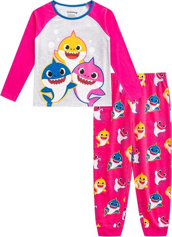 Nickelodeon Baby Shark Girls’ Long Sleeve Shirt and Jogger Set for Infant, Toddler and Little Kids – Pink/Grey in Saudi Arabia