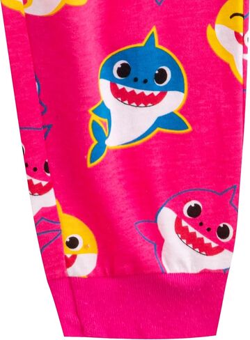 Nickelodeon Baby Shark Girls’ Long Sleeve Shirt and Jogger Set for Infant, Toddler and Little Kids – Pink/Grey in Saudi Arabia