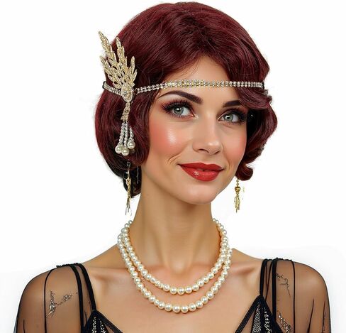 STfantasy 20S Finger Wave Wig Flapper Curly Synthetic Hair for Women 1920s Cosplay Costume Halloween Party Daily Everyday Wear (Black) in Kuwait