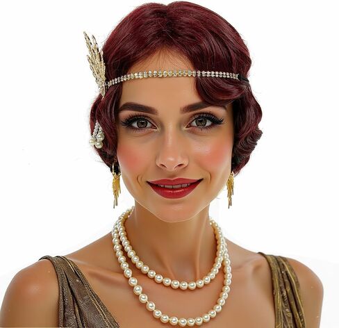 STfantasy 20S Finger Wave Wig Flapper Curly Synthetic Hair for Women 1920s Cosplay Costume Halloween Party Daily Everyday Wear (Black) in Kuwait