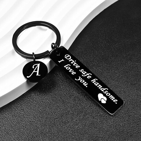 OUMILAN Drive Safe Keychain 26 Letters Keychain Gifts for Boyfriend Couple Husband Dad Birthday Valentines Day Gifts in Kuwait
