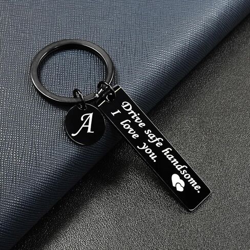 OUMILAN Drive Safe Keychain 26 Letters Keychain Gifts for Boyfriend Couple Husband Dad Birthday Valentines Day Gifts in Kuwait