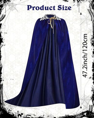 Silkfly Men King Cape Costume Set Medieval King Robe Cape Gold Jeweled Plastic Crown King Scepter for Carnival Halloween in Saudi Arabia