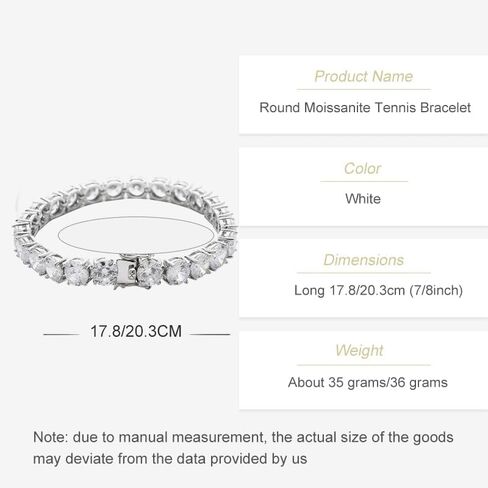 سوار تنس لامع 14 قيراط من SUTTONRAL يتميز بألماس مويسانيتي مستدير بالكامل مقاس 8 مم in Kuwait