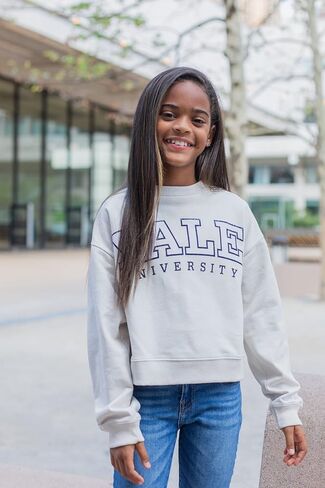 سويت شيرت صوف للفتيات من جامعة ييل، قميص قصير من الأطفال الصغار إلى الأطفال الكبار in Kuwait