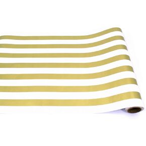 Hester and Cook Black Gold Striped Table Runner - Disposable Paper Table Runner for Parties or Weddings - American Made