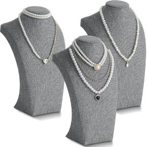 Kigley 3 Pcs Linen Jewelry Display Bust Necklace Display Stand Necklace Mannequin Holder Stands Jewelry Photography Props Necklace Display Stands for Selling Home Store Trade Shows in Kuwait