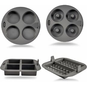 EM 5-Pack Air Fryer Silicone Liners - Include Silicone Mitts, Egg Bites Tray, Waffle Mold, Silicone Cupcake Liners, Pot - Compatible with 3-5 Quart Air Fryers - Reusable, Food-Grade, Dishwasher-Safe