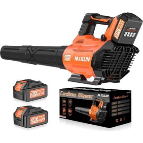Cordless Leaf Blower - 580CFM/160MPH Electric Blower with 2 x 4.0Ah Batteries, Charger, Shoulder Strap, and 3 Speed Settings, Ideal for Lawn, Yard, Sidewalk, and Garage Cleaning (Orange)