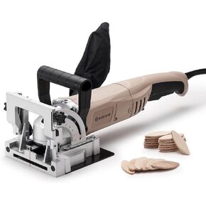 Biscuit Cutter Plate Joiner with 8.5Amp12000RPM Motor, Biscuit joiner Tool with Dust Bag & 100 Biscuits, Adjustable Angle & Depth, Ideal for Wood Joinery, Furniture Making
