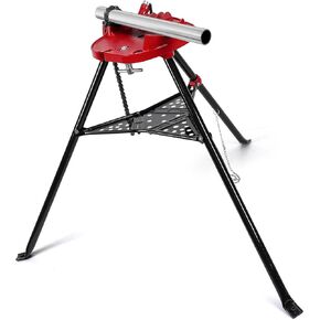 Tripod Pipe Chain Vise Stand, 1/8" -6" Capacity, Long-lasting Pipe Stand with Foldable Steel Legs for Pipe Cutting & Bending & Threading, for Pipefitters, Plumbers