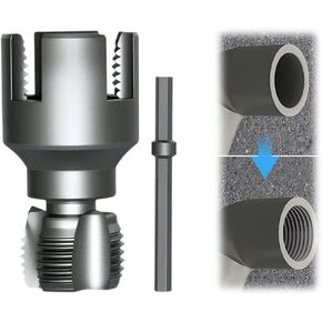 Integrated Internal & External Pipe Threading Tool, 1/2'' and 3/4'' Pipe Thread Cutting Tool, Upgraded Electric Drill Compatible PVC Pipe Threader Kit Rethreading Tools (1/2'' & 3/4'')