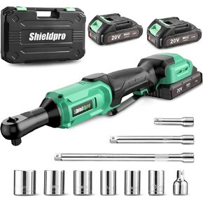 مجموعة Ratchet Wrchencet 20V - 3/8 "طقم صوتية كهربائية مع 400 دورة في الدقيقة ، وضوء عمل LED ، وبطاريتين ، والشاحن السريع ، والمآخذ ، والمحولات ، وأشرطة التمديد (أخضر)