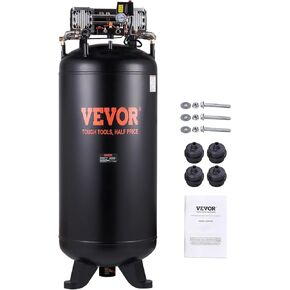ضاغط الهواء 80 جالونًا ، دبابة ضاغط ثابتة على مرحلتين 145psi ، 6.5hp 15.5scfm@90 psi ، ضاغط هادئ للتصنيع الصناعي ، ورش العمل (220 فولت/60 هرتز طور الطور)