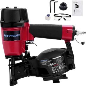 BHTOP CN45N Roofing Nailer, 15 Degree Roofing Nail Gun, 3/4-Inch to 1-3/4-Inch Coil Nails, 120-pcs Load Capacity Coil Nailer in Blue