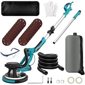 Drywall Sander, 1250W 11.5-Amp Electric Drywall Sander with Vacuum, Popcorn Ceiling Removal Tool with Variable Speed 800-1800RPM, Foldable & Extendable Handle, LED Light
