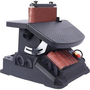 High-Efficiency Black Vertical Oscillating Spindle Sander & Belt Sander - Compact 2 IN 1 Woodworking Machine Featuring Tough Steel for Superior Sanding Quality