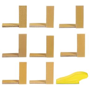 HARFINGTON 40pcs Detail Sander Paper Kit 80/120/180/240/320/400/600/800 Grits 3.5" x 1.2" Micro Hand Sanding Papers Sheets Wet Dry Sandpapers with 1pcs Hook & Loop Finger Sanding Block Tool