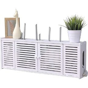 Wireless Router Storage Box Router Fences Modem WiFi Router Shelf Wooden Wireless Storage Box Wall Shelf White Router Shelf Wall Mount Creative Wood Plastic Board Storage Box Set-top Box WiFi Floating