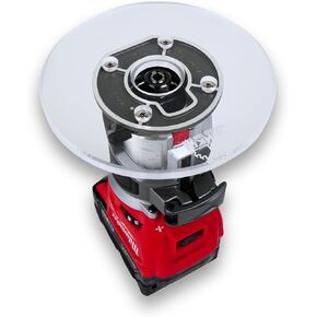 TrimFit Pro Round Router Base Plate for Milwaukee M18 FUEL 2723-20 Compact Router, Pre-Drilled, 6" Diameter, 3/8" Thick Acrylic, Router Accessory Made in USA
