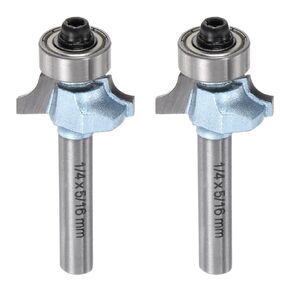HARFINGTON 2pcs Roundover Router Bit 1/4 Shank 5/32" Radius Tungsten Steel Tipped Edge Rounding Over Bit with Bearing Guide, Woodworking Milling Tool, Light Blue