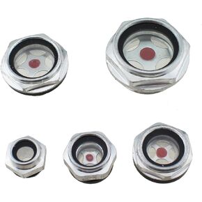 TAODAN 5PCS 1/4 to 1 Inch Silver Stainless Steel Oil Sight Glass Power Tool Accessories for Pump Air Compressor Part