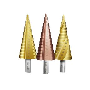 Step Drill Bit 4-12 4-20 4-32 1/4/5PCS Ti Coated Wood Metal Hole Cutter Cone Drill Bits High Speed Steel Tools Set(Light Coffee)