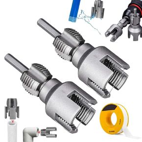 توفي أداة قطع مؤشر ترابط الأنابيب ، 1/2 '' 3/4 '' 1 '' ، مجموعة pvc و pvc و pvc و plactival توافق الأنبوب ، أداة خيط الأنابيب الداخلية والخارجية المتكاملة (الفضة ، 3.62 * 0.91inch+3.62 * 0.)