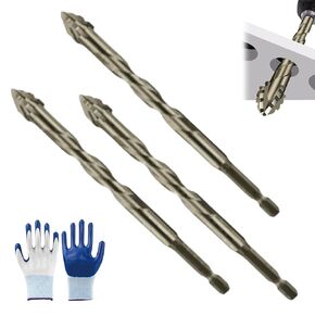 4 Flute Eccentric Drill Bit Set, High Hardness Relaxrich Drill Bits,Flute Serrated Eccentric Drill Bit Kit, 4 Edge Drill Bits for Concrete Metal Brick Wood (3+4+5+6+7+8+10+12+14+16)