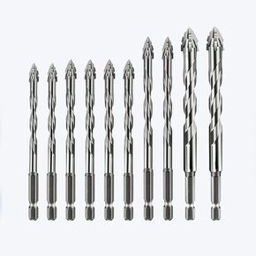 Four Blade Serrated Eccentric Drill, High Strength 4 Flute Serrated Eccentric Drill Bit Kit, New Four-Flute Sawtooth Eccentric Drill Bit, Set for Tile Brick Glass Plastic Wood