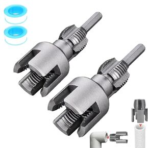 Integrated Internal & External Pipe Threading Tool, Pipe Thread Cutting Tool, Rethreading Tool for Water Pipes, Electric Drill Compatible PVC Pipe Threader Kit,1/2" 3/4" (1/2"+3/4")