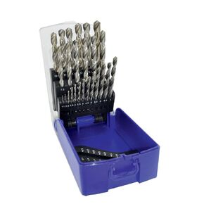 25-Piece Metal Drill Bit Set HSS Ground - Drilling Standard Steels - Self-Centering Tip - Ø1/25 to Ø17/32 in 1/50" increments