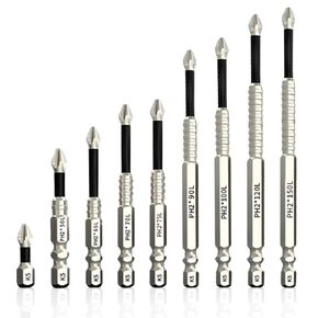 9 Pack High Magnetic Screwdriver Drill Bit Set, k5 Anti Slip bit, Electric Precision Screwdriver Set, 25 50 65 70 75 90 100 120 150mm