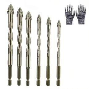 4 Flute Eccentric Drill Bit Set – High Hardness Sawtooth Skewed Head, Dry Drilling, Serrated Edge, Titanium-Coated for Durability – for Metal, Stone, Glass, Concrete (3+4+5+6+7+8+10+12+14+16)