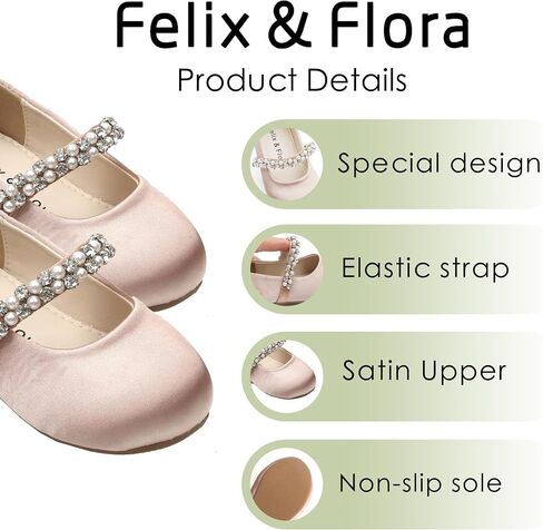Felix & Flora Girls Toddler Little Ballet Shoes - Flower Girls Mary Jane Flats Dress Shoes Party Wedding in Saudi Arabia