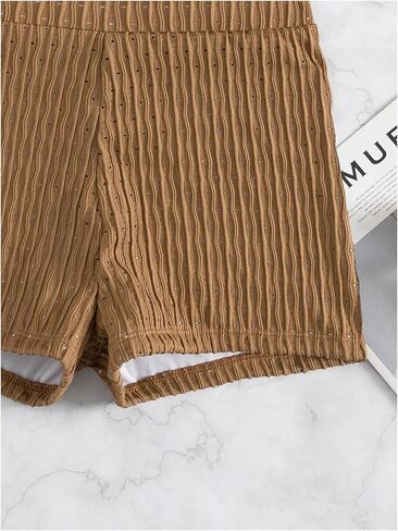 COZYEASE Women's 2 Piece Swimsuits Halter Triangle Top with High Waisted Shorts Bathing Suits Bikini Sets in Kuwait