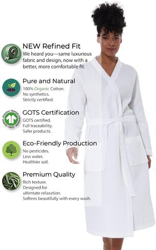 SEYANTE Women’s Luxury Waffle Shawl Collar, Hooded Robe w Piping – Lightweight, Long, Ultra Soft Spa Sleepwear Bathrobe in Kuwait