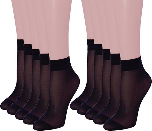 MALVA 10 Pairs Women's Ankle High Sheer Socks, Soft Tight Hosiery with Reinforced Toe Pantyhose Socks for Women in Saudi Arabia